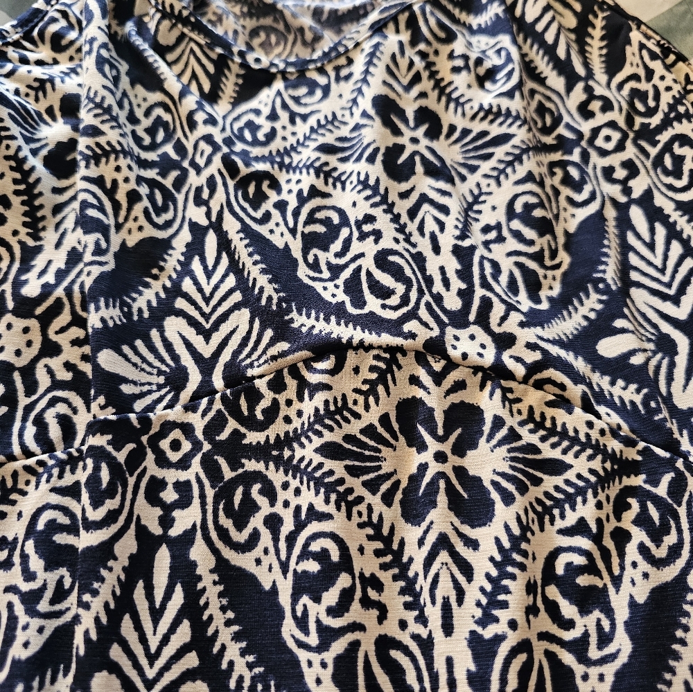 Tres Bien USA Blue & White Patterned Dress Size S - Picture 2 of 7